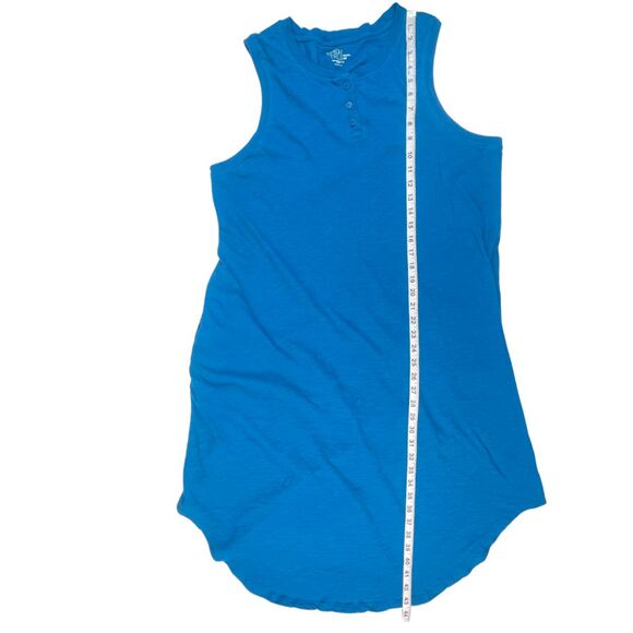 Time And Tru Tank Dress Womens 3XL Teal Blue Button Detail Scoop Neck Knit Dress - Picture 4 of 10